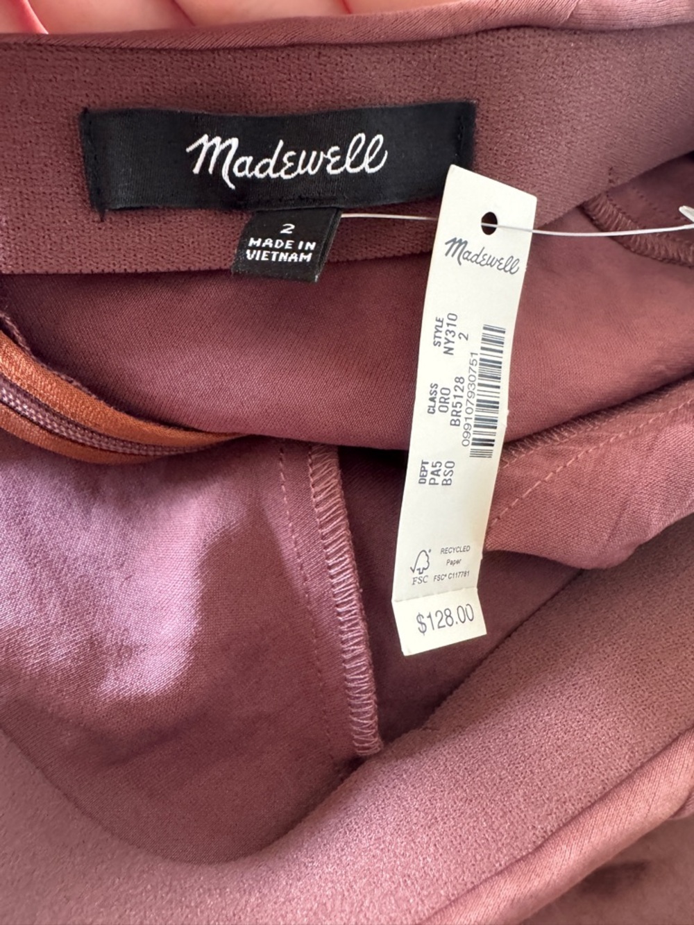 NWT! MADEWELL Women’s Bias-Cut Slip Midi Skirt in Satin, Burnt Soil, Size 2 - Picture 12 of 16